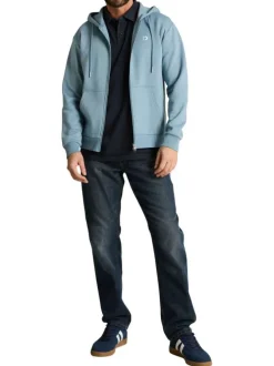 Polo en coton marine uni pourvu d'un col boutonnée et de manches courtes