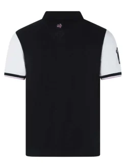Polo en coton marine uni pourvu d'une coupe droite et d'un col boutonné