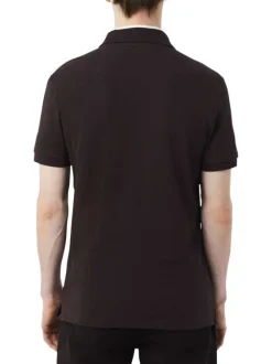 Polo en coton marron à coupe droite pourvu d'un col à revers boutonné