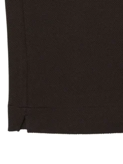 Polo en coton marron uni à coupe ajustée avec un col à revers boutonné