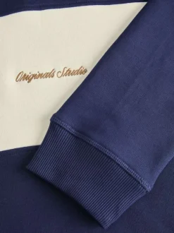 Polo en coton mélangé marine rayé avec une coupe droite et un col à revers