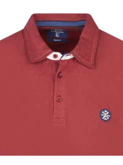 Polo en coton mélangé rouge uni avec une coupe droite et un col français