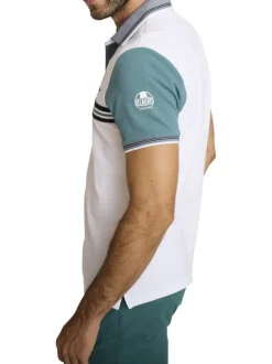 Polo en coton multicolore à coupe droite pourvu d'un col boutonné