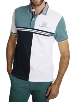 Polo en coton multicolore à coupe droite pourvu d'un col boutonné