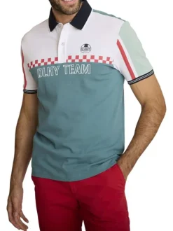 Polo en coton multicolore à coupe droite pourvu d'un col boutonné