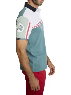 Polo en coton multicolore à coupe droite pourvu d'un col boutonné