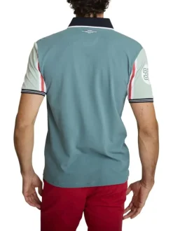 Polo en coton multicolore à coupe droite pourvu d'un col boutonné
