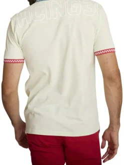 Polo en coton multicolore à coupe droite pourvu d'un col boutonné