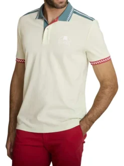 Polo en coton multicolore à coupe droite pourvu d'un col boutonné