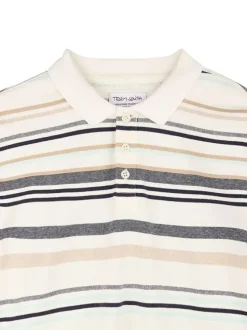 Polo en coton multicolore orné d'un motif à rayures horizontales
