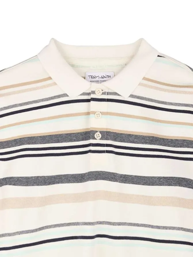 Polo en coton multicolore orné d'un motif à rayures horizontales
