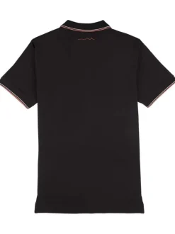 Polo en coton noir charbon en maille piquée avec une coupe droite et le logo