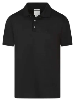 Polo en coton noir à coupe droite pourvu d'un col à revers boutonné