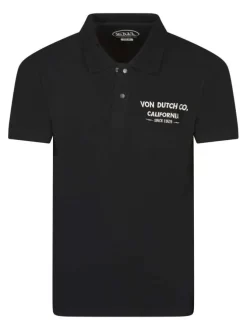 Polo en coton noir uni avec un col à revers et manches courtes