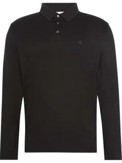 Polo en coton noir uni coupe ajustée et un col à revers boutonné