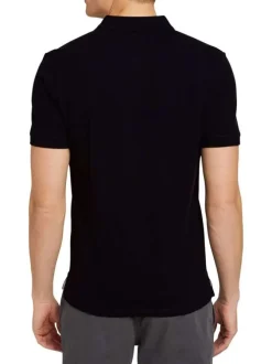 Polo en coton noir uni coupe droite avec un col boutonné et en maille piquée