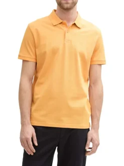 Polo en coton orange uni à coupe droite avec des manches courtes