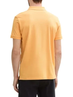 Polo en coton orange uni à coupe droite avec des manches courtes