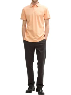Polo en coton orange uni à coupe regular fit avec des liserés sur le col