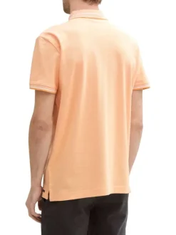 Polo en coton orange uni à coupe regular fit avec des liserés sur le col