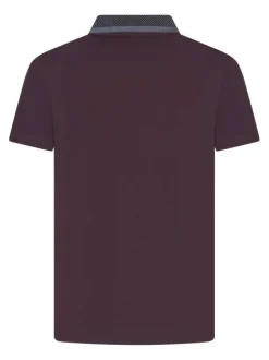 Polo en coton prune uni à coupe regular fit et à col américain avec une poche
