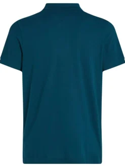Polo en coton régénératif sapin uni à coupe droite et col fermé par boutons
