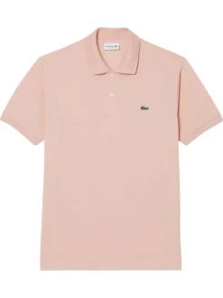 Polo en coton rose à coupe droite pourvu d'un col à revers boutonné