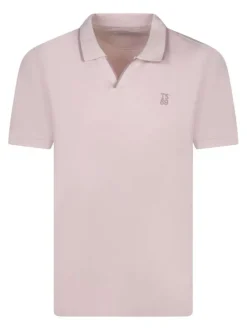Polo en coton rose à coupe droite pourvu d'un col à revers épais
