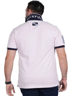 Polo en coton rose en maille piquée avec une coupe droite et un col à revers