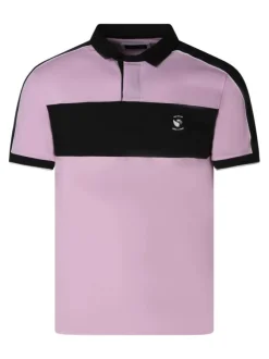 Polo en coton rose uni pourvu d'une coupe droite et d'un col boutonné
