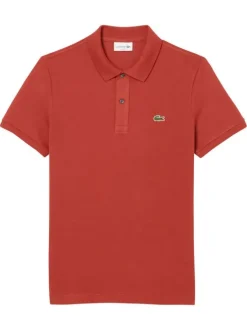 Polo en coton rouge brique uni à coupe slim fit avec le logo à la poitrine
