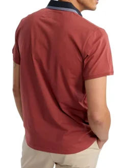 Polo en coton rouge uni pourvu de manches courtes et d'un col américain