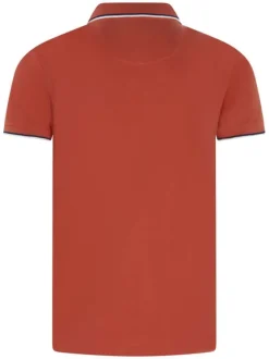 Polo en coton saumon uni avec logo de la marque et un col boutonné