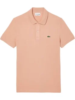 Polo en coton saumon uni avec une coupe droite et un col français