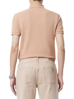 Polo en coton saumon uni avec une coupe droite et un col français