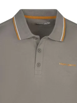 Polo en coton tilleul uni coupe droite avec un col boutonné et liseré