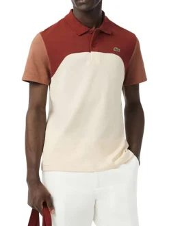 Polo en coton tricolore avec une coupe droite et un col à revers