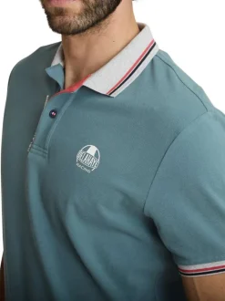 Polo en coton vert à coupe droite pourvu d'un col à revers boutonné