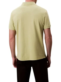 Polo en coton vert pistache uni à coupe slim avec le logo brodé en petit