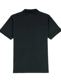 Polo en coton vert uni avec une coupe droite et le nom de la marque