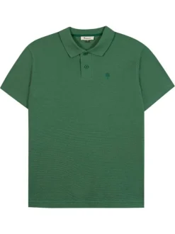 Polo en coton vert uni avec un logo brodé et un col boutonné