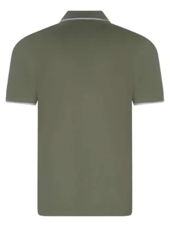 Polo en coton vert uni à coupe droite avec logo de la marque brodé