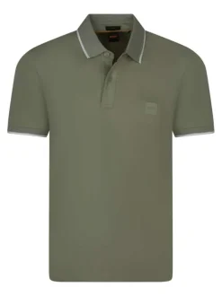 Polo en coton vert uni à coupe droite avec logo de la marque brodé