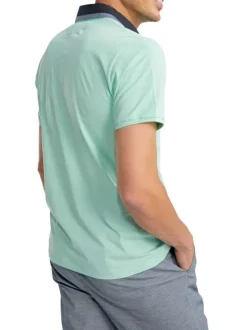 Polo en coton vert uni pourvu de manches courtes et d'un col américain