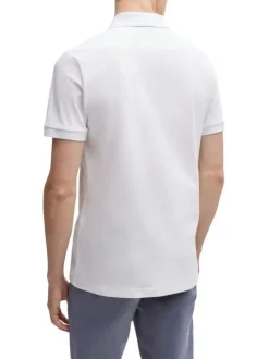 Polo en maille piquée blanc à coupe ajustée et à manches courtes avec logo