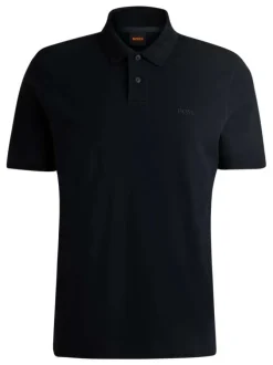 Polo en maille piquée bleu marine à coupe ajustée et à manches courtes