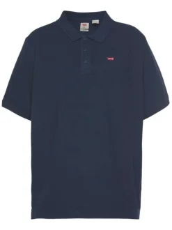 Polo en maille piquée de coton bleu marine à col boutonné et Batwing poitrine