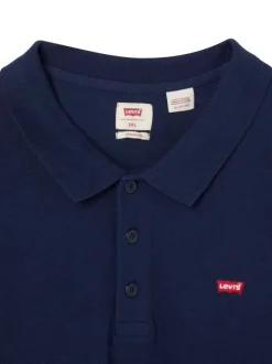 Polo en maille piquée de coton bleu marine à col boutonné et Batwing poitrine