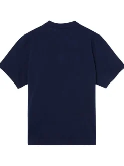 Polo en maille piquée de coton bleu marine à col boutonné et Batwing poitrine