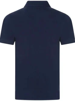 Polo en maille piquée de coton bleu marine à col boutonné et Batwing poitrine